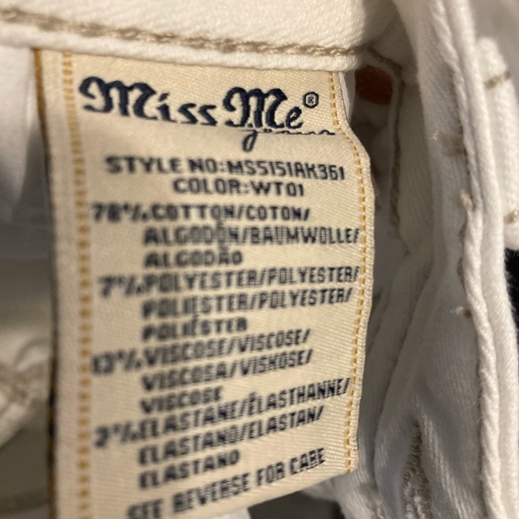 Miss Me Cream Skinny Jeans with Decorative Zips - Picture 5 of 7